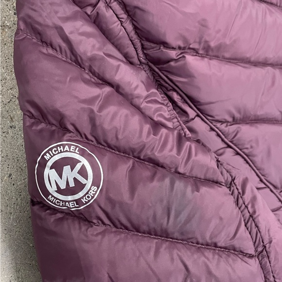 Michael Kors Purple Down Feather Filled Packable Puffer Winter Coat Jacket Large - Picture 13 of 16